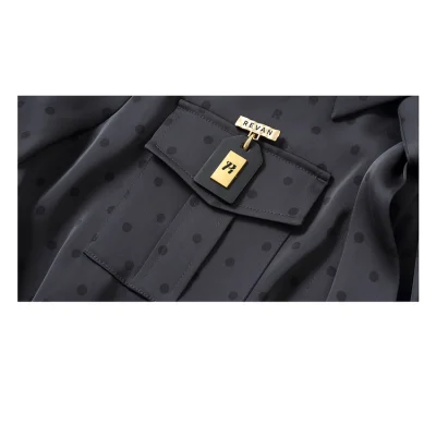 REVAN Polka Dot Lace-Trimmed Trench Coat Dark Grey - Image 8