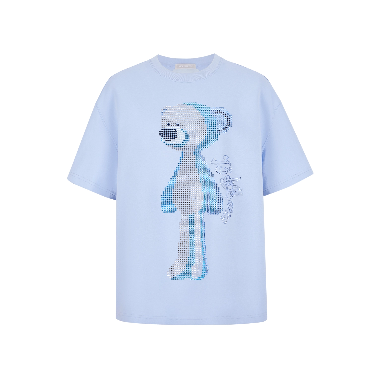 13DE MARZO Rhinestone T-Shirt Blue