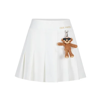13DE MARZO Sunburnt Bear Cooling Pleated Skirt White