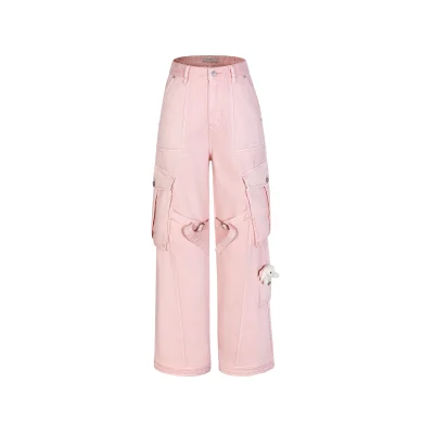 13DE MARZO Denim Cargo Pants Pink