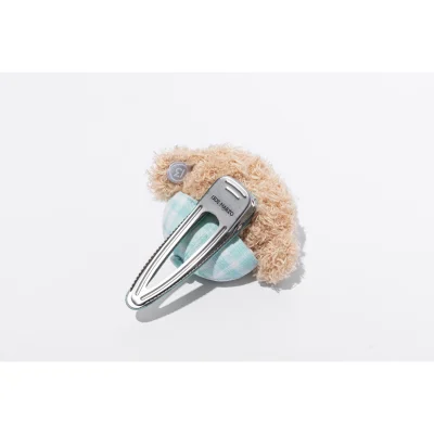 13DE MARZO Plaid Cap Bear Hair-clip Green - Image 5