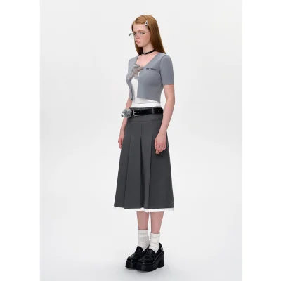 13DE MARZO Bear Buckle Thin Cardigan Grey - Image 3