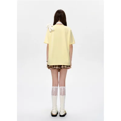 13DE MARZO Bear Instant Photo T-shirt Yellow - Image 4