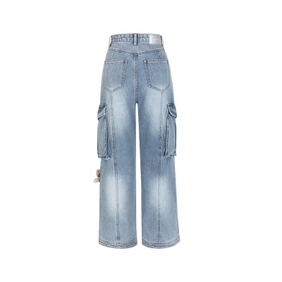 13DE MARZO Denim Cargo Pants Blue - Image 6