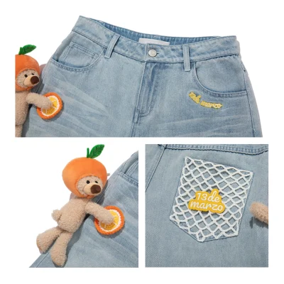 13DE MARZO Bear Mini Fruit Jeans Blue - Image 5