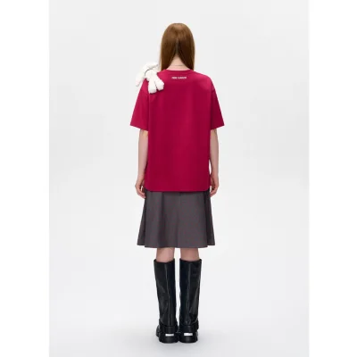 13DE MARZO Bear Instant Photo T-shirt Red - Image 4