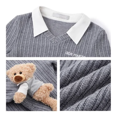 13DE MARZO Doozoo in Office Bear Knit Sweater Grey - Image 7