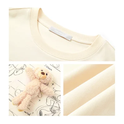 13DE MARZO Bear Movement Sketch T-shirt Beige - Image 7