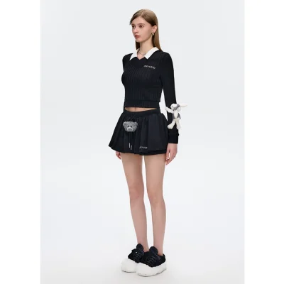 13DE MARZO Bear A-Line Skort Black - Image 3