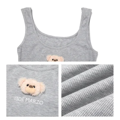 13DE MARZO Bear Basic Tank Grey - Image 7