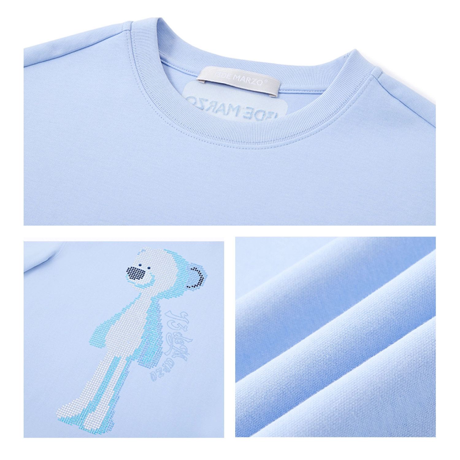 13DE MARZO Rhinestone T-Shirt Blue - Image 6