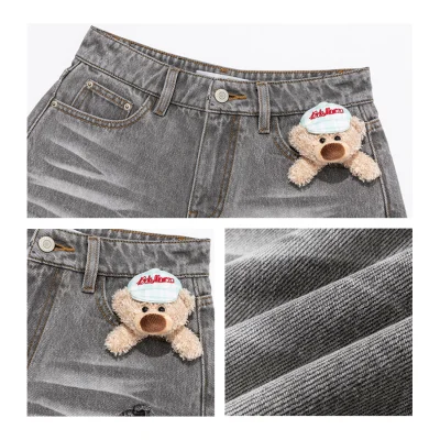 13DE MARZO Plaid Pocket Denim Shorts Grey - Image 7