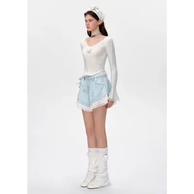 13DE MARZO Bear Lacy Undertee White - Image 3