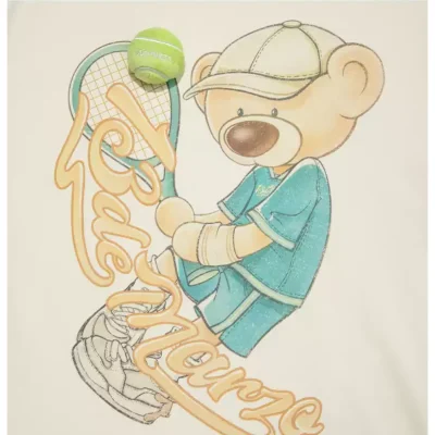 13DE MARZO Tennis Bear T-Shirt White - Image 6