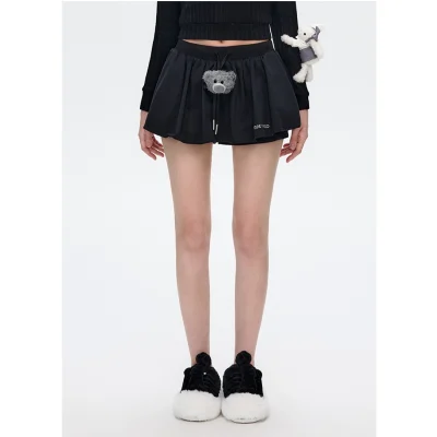 13DE MARZO Bear A-Line Skort Black
