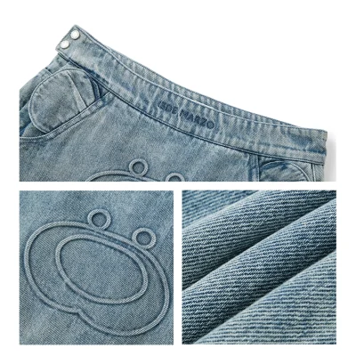 13DE MARZO Bear Face Denim Skirt Blue - Image 6