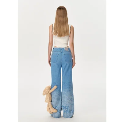 13DE MARZO Bear Gradient Logo Flare Jeans Blue - Image 4