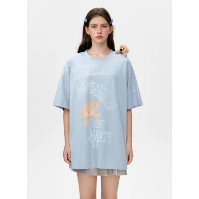 13DE MARZO Slogan Graffiti T-shirt Blue - Image 2