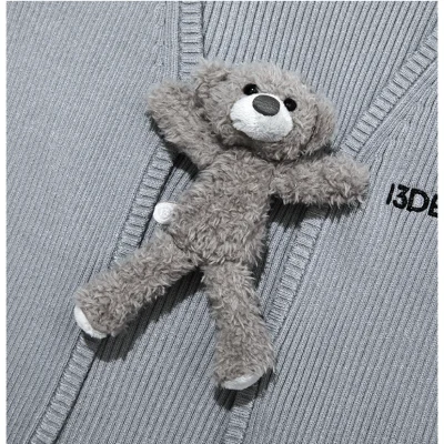 13DE MARZO Bear Buckle Thin Cardigan Grey - Image 6