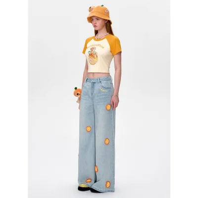 13DE MARZO Fruit Raglan Cropped-Top Orange - Image 3