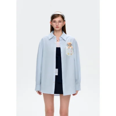 13DE MARZO Island Style Bear Shirt Blue
