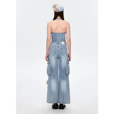 13DE MARZO Denim Cargo Pants Blue - Image 5