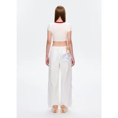 13DE MARZO Hawaii Bear Drawstring Pants White - Image 4