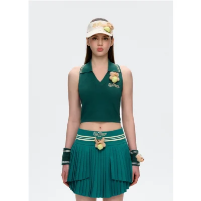 13DE MARZO Marzo Tennis Halter Top Green