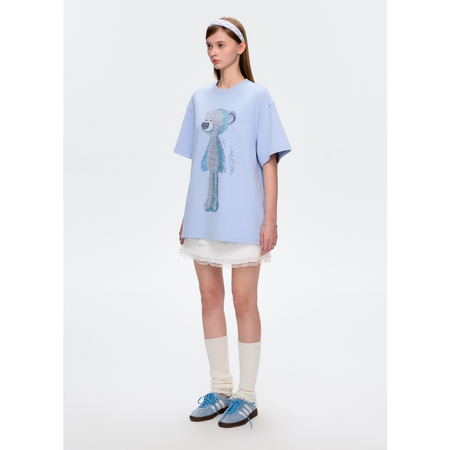 13DE MARZO Rhinestone T-Shirt Blue - Image 3