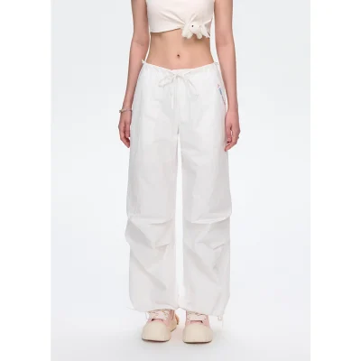 13DE MARZO Hawaii Bear Drawstring Pants White