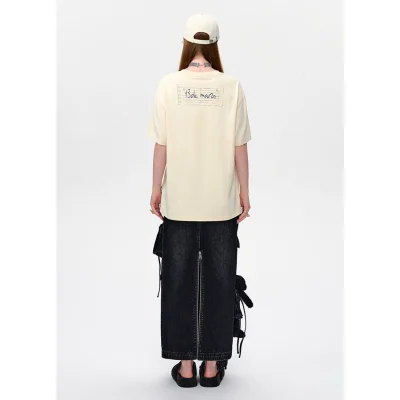 13DE MARZO Bear Movement Sketch T-shirt Beige - Image 4