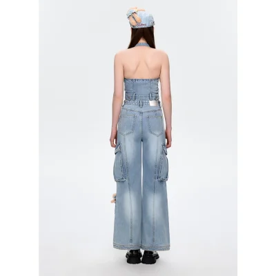 13DE MARZO Halter Denim Top Blue - Image 4