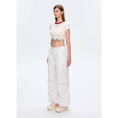 13DE MARZO Hawaii Bear Drawstring Pants White - Image 3