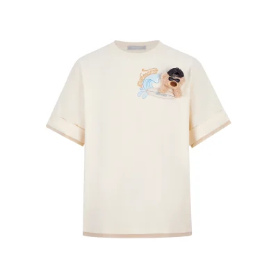 13DE MARZO Surfing Bear T-Shirt White