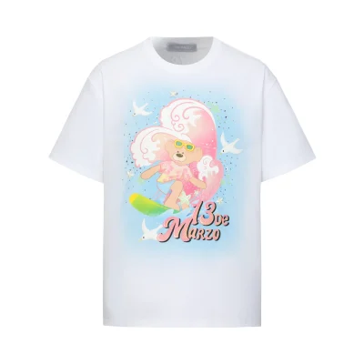 13DE MARZO Island Style Surfing Bear T-Shirt White