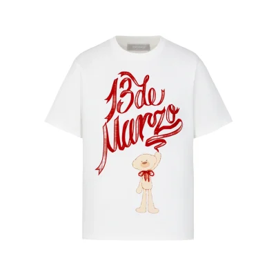 13DE MARZO Doozoo Checked Ribbon T-Shirt White