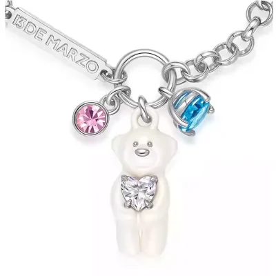 13DE MARZO Pearl Bear Bracelet Silver