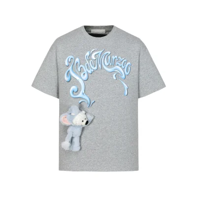 13DE MARZO Elephant Bear Printed T-Shirt Grey