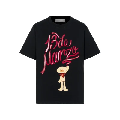 13DE MARZO Doozoo Checked Ribbon T-Shirt Black