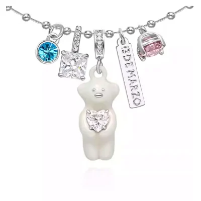 13DE MARZO Pearl Bear Necklace Silver - Image 5