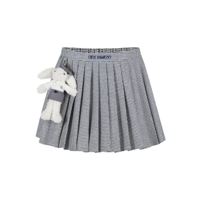 13DE MARZO Plaid Pleated Skirt Blue
