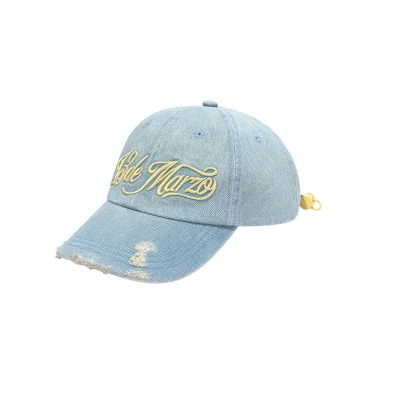 13DE MARZO Washed Distressed Baseball Cap Blue