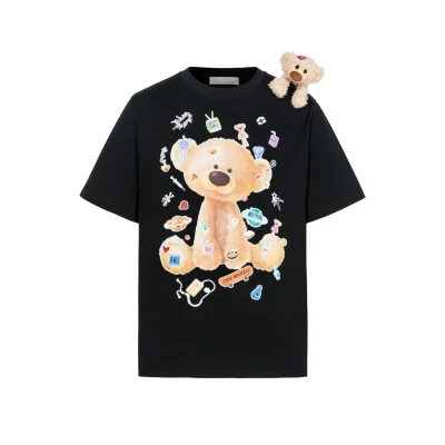 13DE MARZO Bear Stickers T-Shirt Black