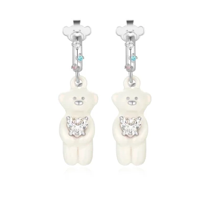 13DE MARZO Pearl Bear Earring Silver - Image 6