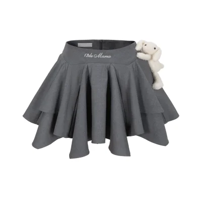 13DE MARZO Asymmetrical Pleated Cake Skort Grey