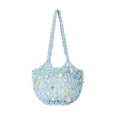 13DE MARZO Island Style Shells Knitted Bag Blue - Image 5