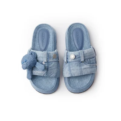 13DE MARZO Denim Bear Slipper Blue - Image 5