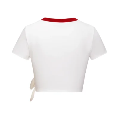 13DE MARZO Knot Cropped Top White - Image 6