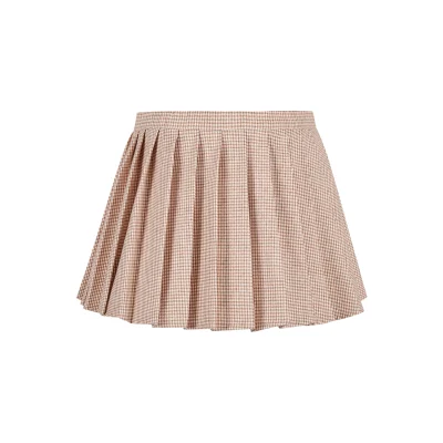 13DE MARZO Plaid Pleated Skirt Brown - Image 5