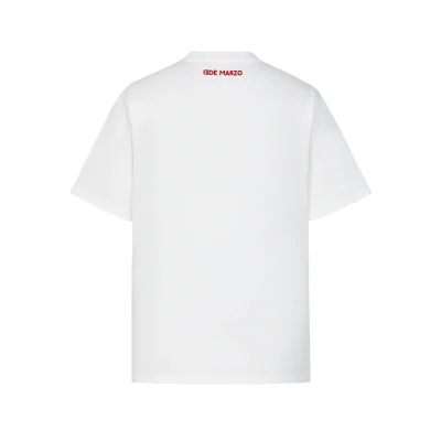 13DE MARZO Doozoo Checked Ribbon T-Shirt White - Image 6